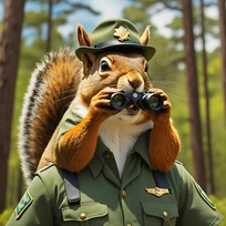 Squirrel Head with Human Body Park Ranger in a...